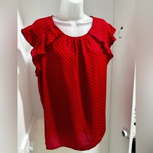 Liz Claiborne red short sleeve flutter top XL